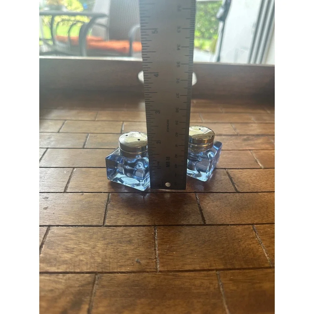 Vintage Pottery‎ Barn Monterey Salt Pepper Shakers Glass Stainless Steel
